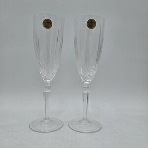 Pair‎ Of Vintage Capri Italy 24% Lead Crystal Champagne Glass 8.5 Inch Italian 2